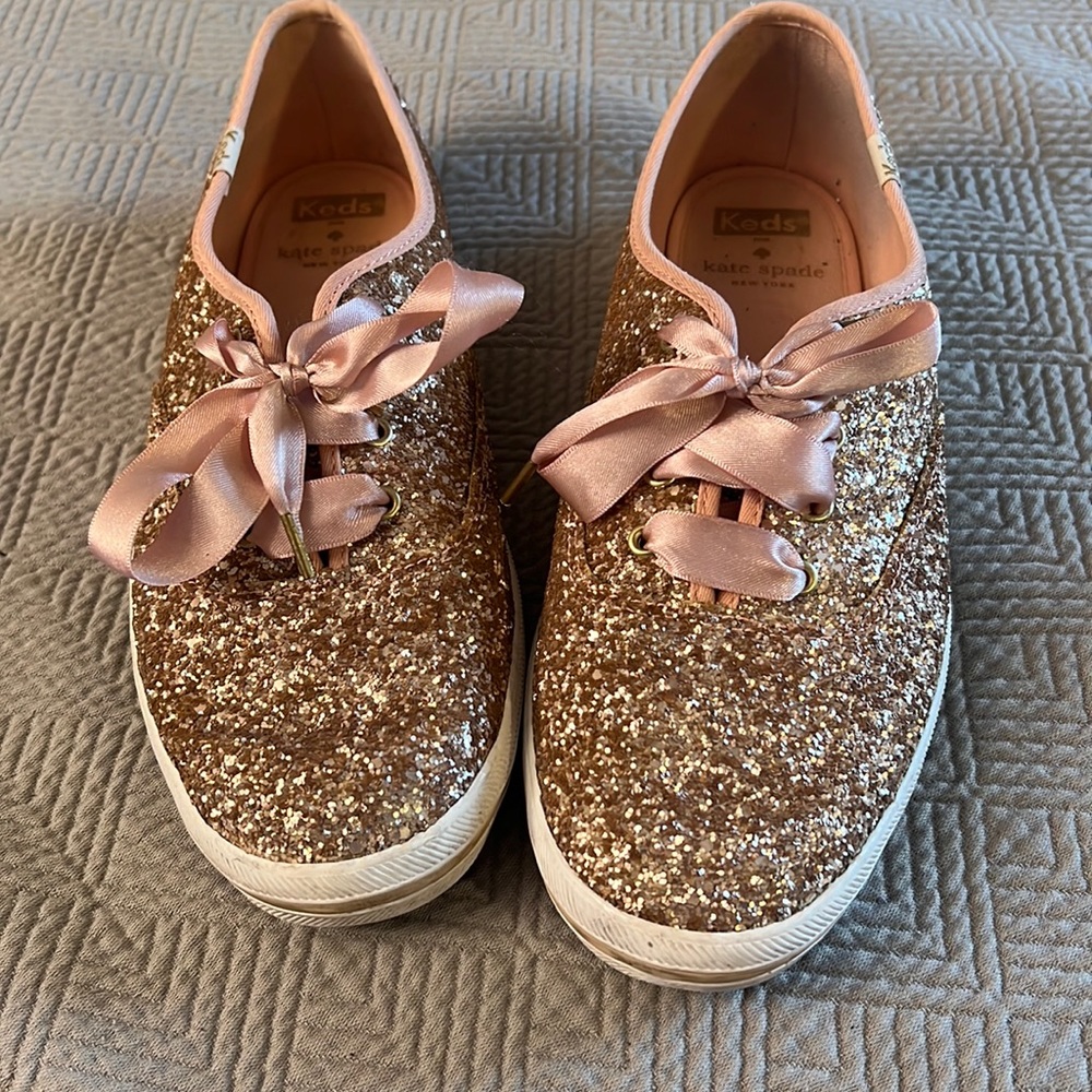 keds x kate spade new york glitter sneakers - rose gold